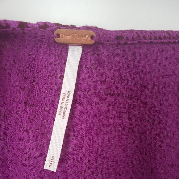 Free People Olivia Printed Purple Puff Sleeve Wrap Top, Size S - New - Picture 6 of 11